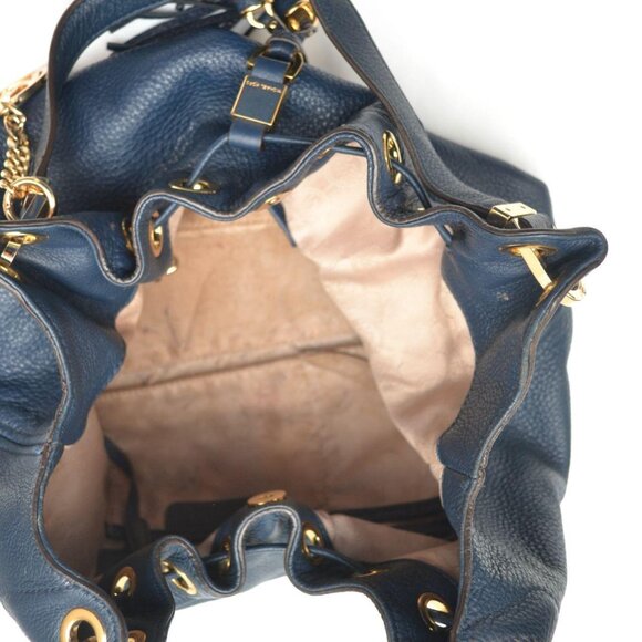 Michael Kors Camden Drawstring Navy and Gold Shoulder Bag with Pebbled Leather P - Picture 6 of 6